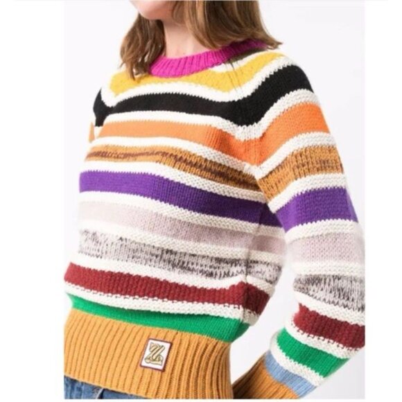 Zimmerman Multicolored Striped Sweater Women’s Merino Wool Blend - Picture 5 of 10